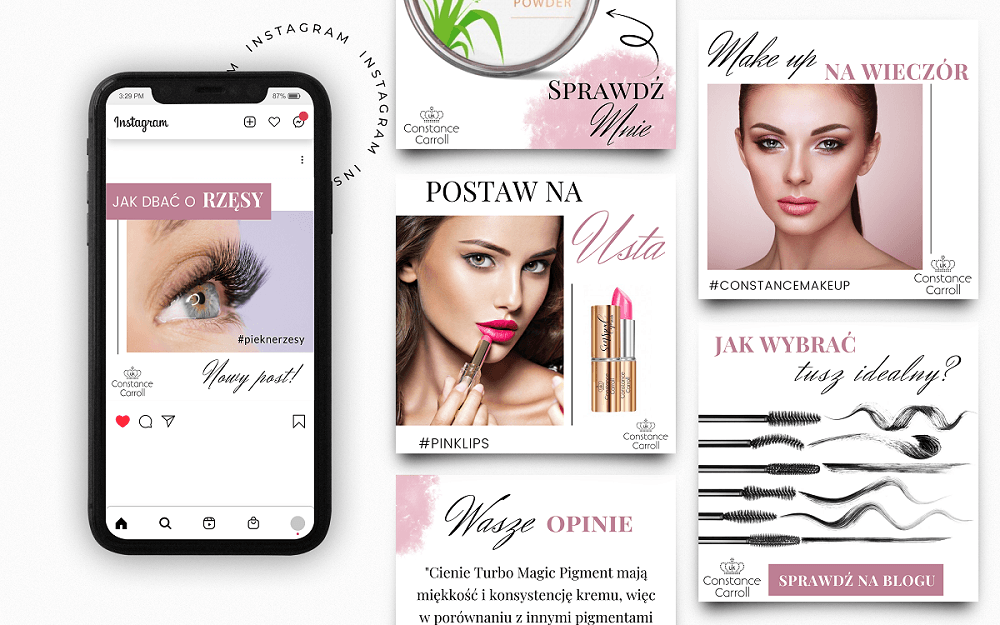 Usługi dodatkowe Grafiki na social media dla kosmetyczki, gabinetu kosmetycznego, beauty