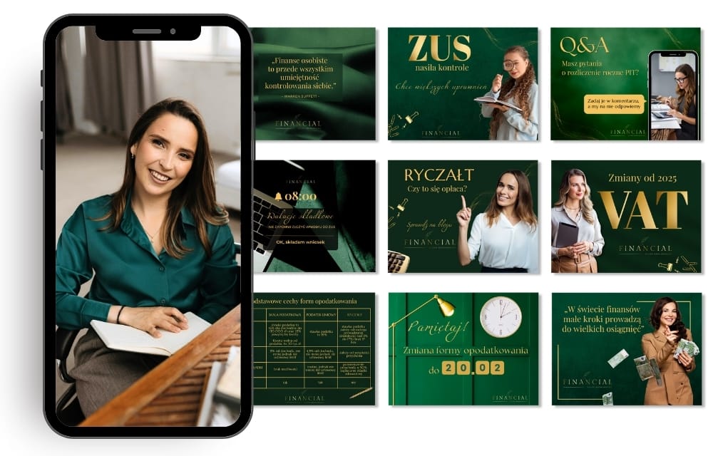 Usługi dodatkowe Szablon grafik na social media dla biura rachunkowego