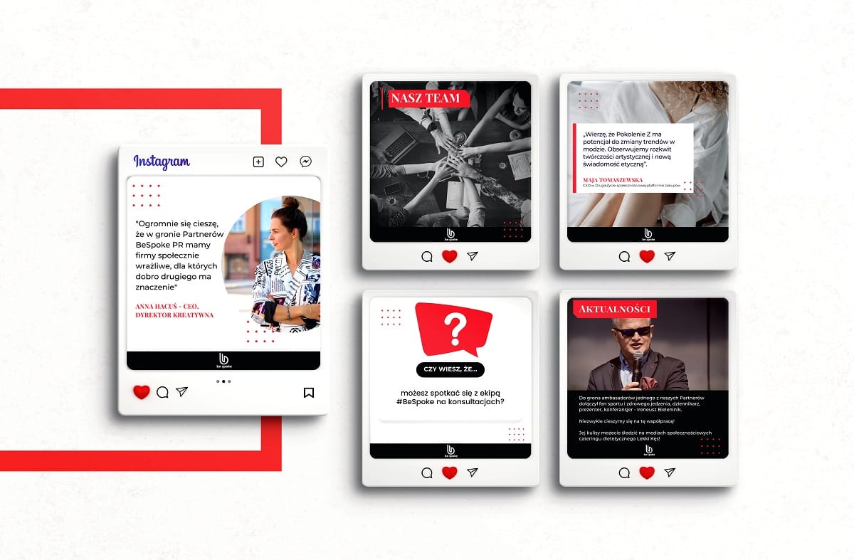 Usługi dodatkowe Szablon grafik na social media dla agencji marketingowej i PR